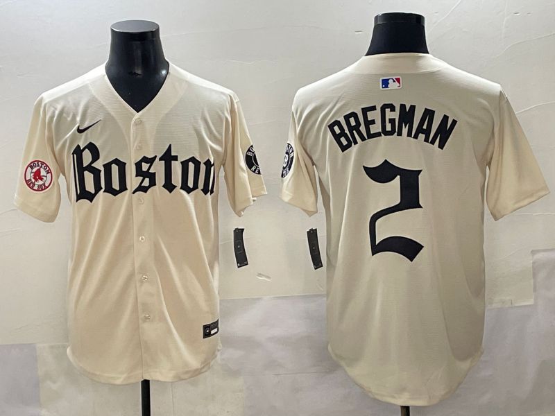 Men 2025 Boston Red Sox #2 Bregman Cream Five generations Joint Name Nike MLB Jersey style 16